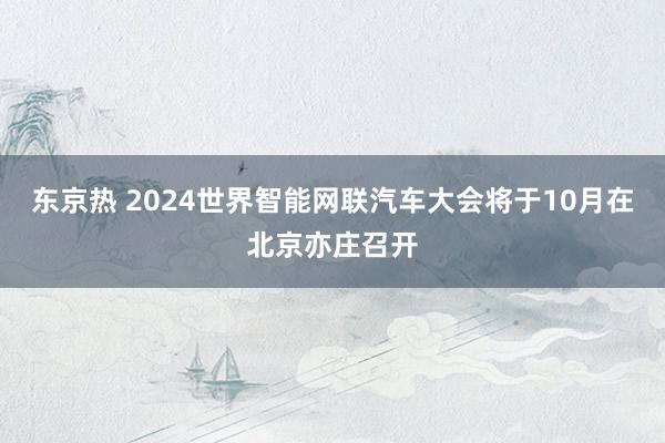 东京热 2024世界智能网联汽车大会将于10月在北京亦庄召开