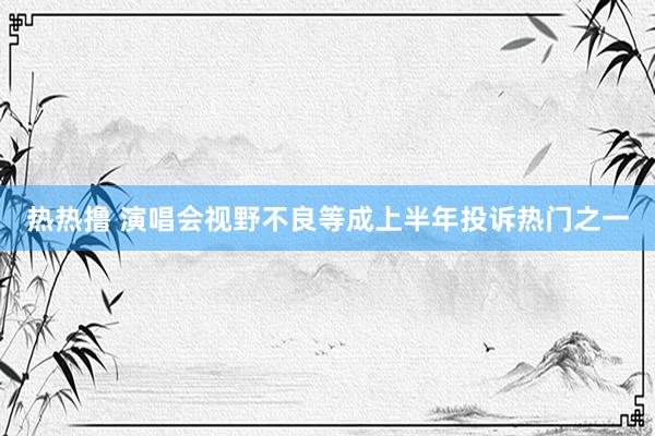 热热撸 演唱会视野不良等成上半年投诉热门之一