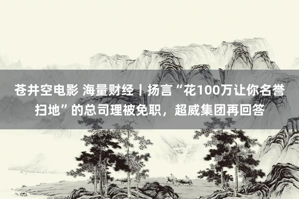 苍井空电影 海量财经丨扬言“花100万让你名誉扫地”的总司理被免职，超威集团再回答