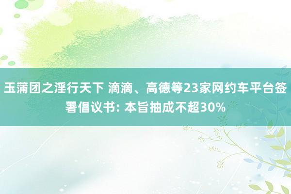 玉蒲团之淫行天下 滴滴、高德等23家网约车平台签署倡议书: 本旨抽成不超30%